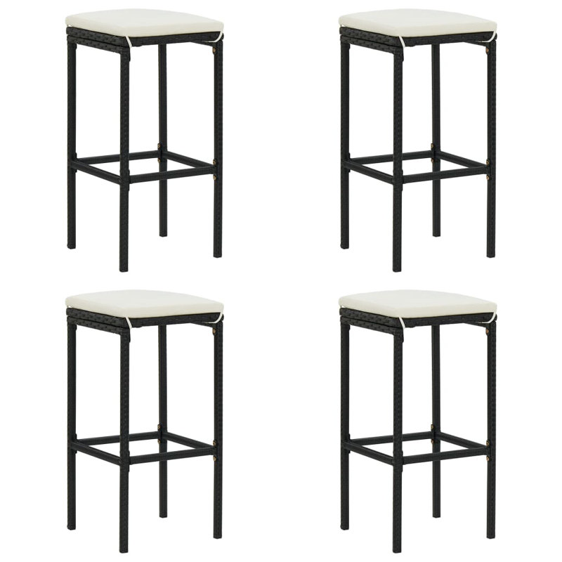 Ensemble de bar en osier avec tabourets Dinae, Noir, Blanc