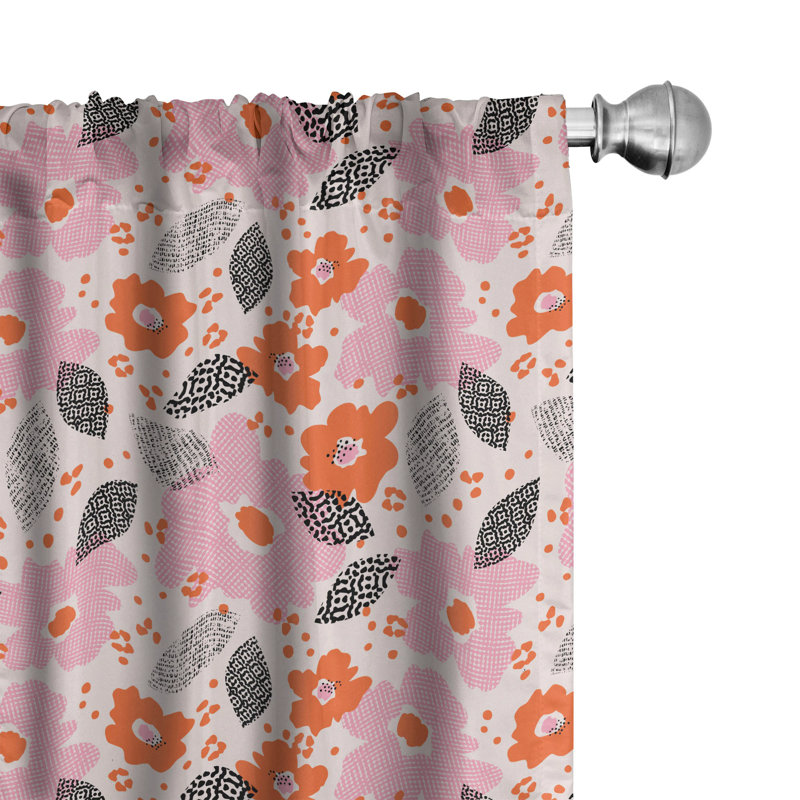 Floral Semi-Sheer Rod Pocket Curtain Panels, 28" x 95"