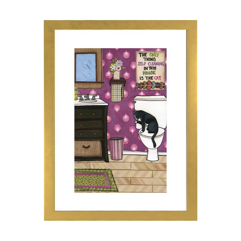 " Self Cleaning " by Jamie Morath, 32" H x 24" W x 1" D, Gold Framed Paper, White