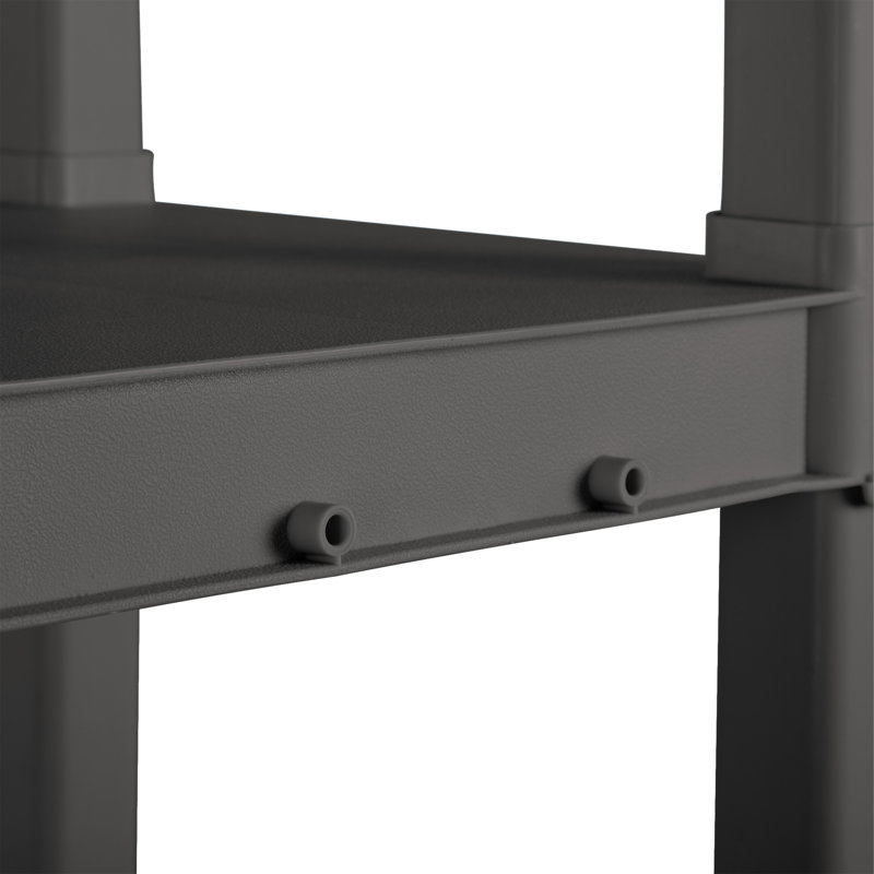 Sterilite Plastic Indoor Outdoor 4 Shelf Durable Shelving Unit, Grey, Flat Grey