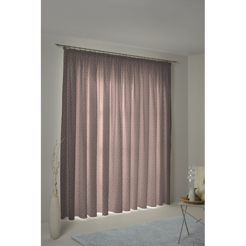 Wybrone Cotton Room Darkening Pinch Pleat Curtain Panel, 145 W x 225 D cm, Saddle Brown/Beige