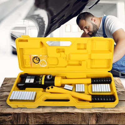 16T Hydraulic Lug Electrical Terminal Crimper Tool With 9 AWG To 600 MCM Battery