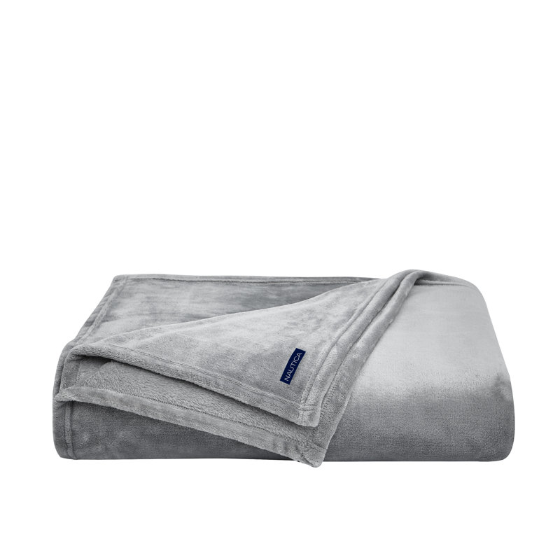 Solid Fleece Blanket, Medium Gray, Queen