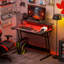 Tajolosa Metal Base Computer Desk with Power Outlet