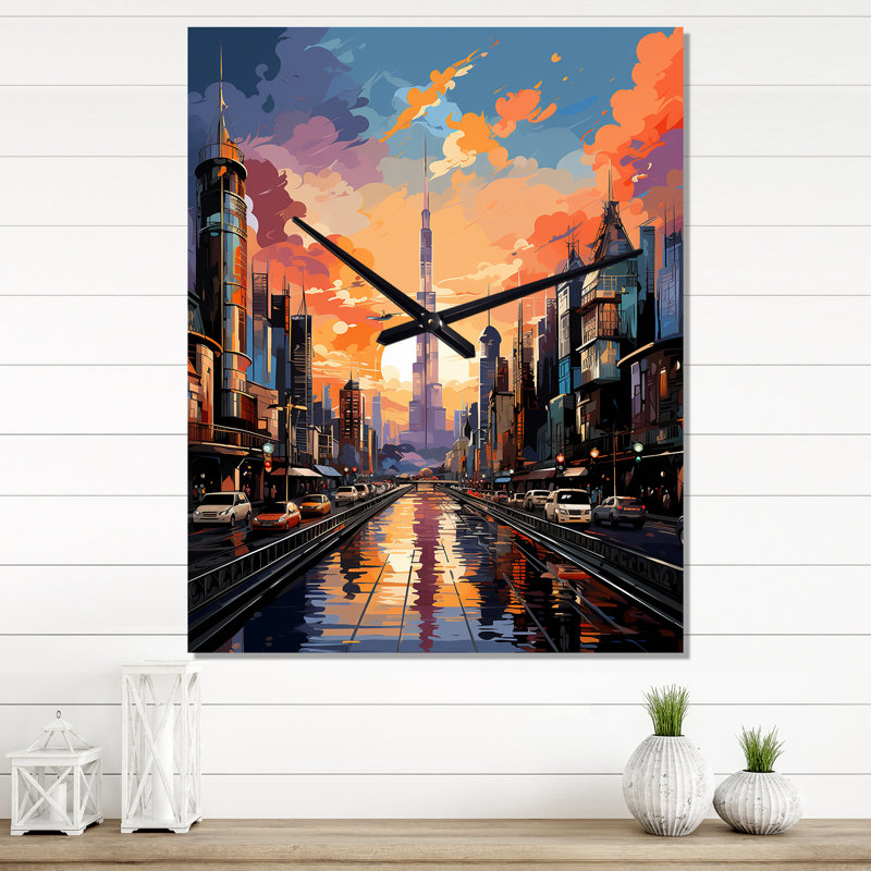 Horloge murale City City Popart I - Cityscapes, H 32 po x l 24 po x P 1 po