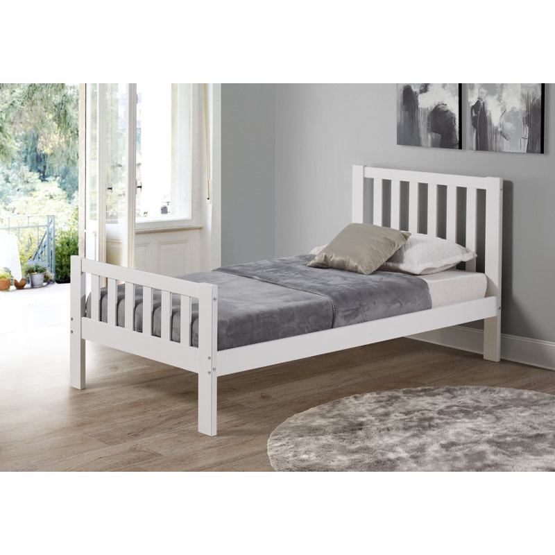 Tindal Twin Solid Wooden Brazilian Pine Platform Bed, White