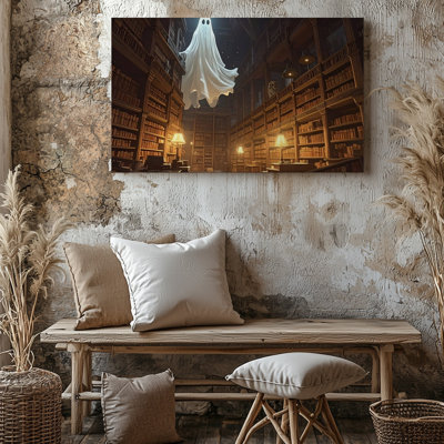 Canvas Wall Art Haunted Library Spirit Canvasmystical Bookshelves And Ghostly Glow