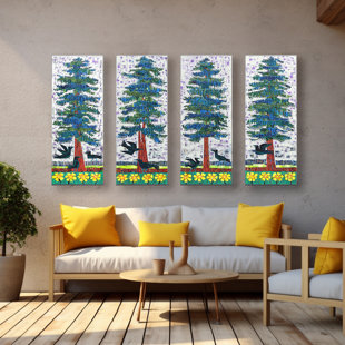 Bleu épinette bleue: ensemble de décoration murale 4 pièces