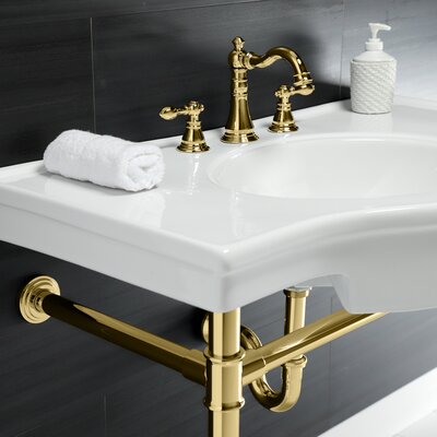 Kingston Brass Ceramic Rectangular Console Bathroom Sink with Overflow ...