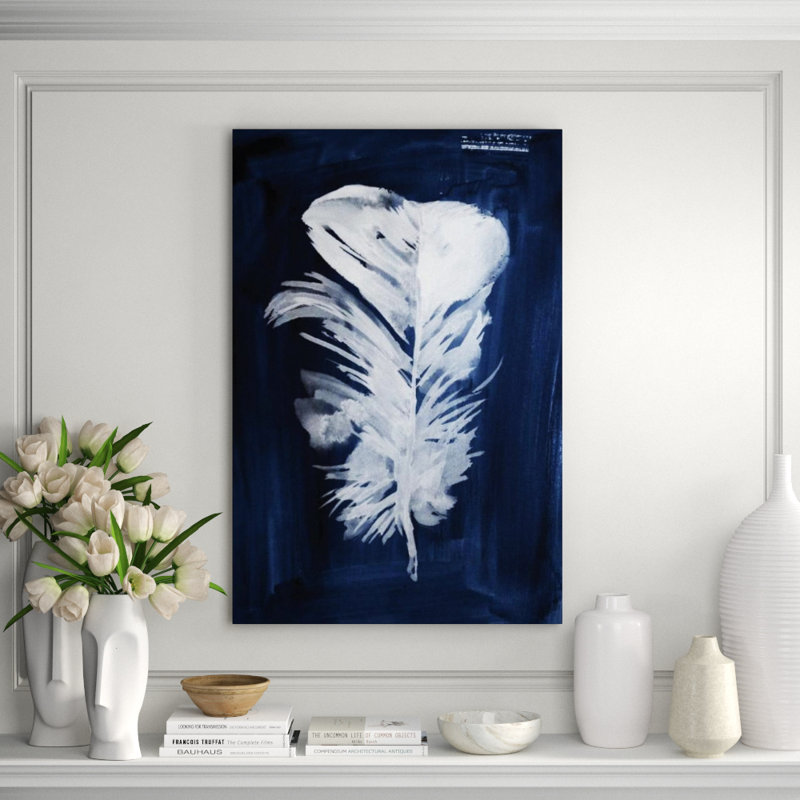 Indigo Feathers II Print by Barclay Butera, Outdoor, 45" H x 30" W x 1.5" D