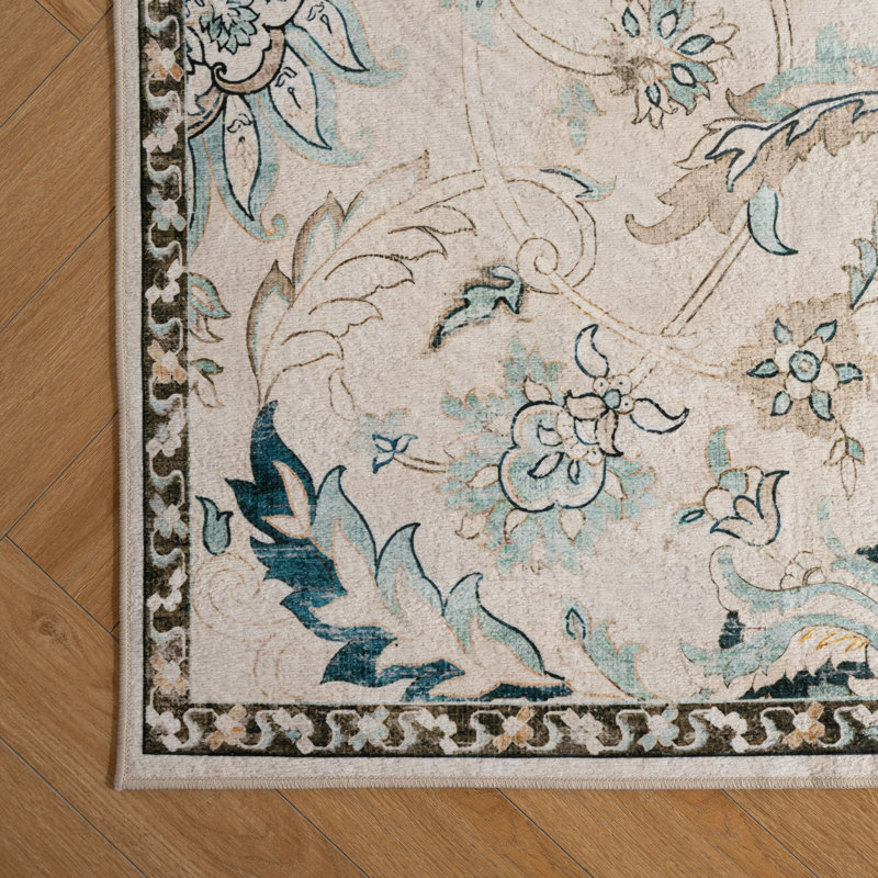 Machine Washable Vintage Area Rug - Soft Carpet With Non-slip Backing For Living Room, Bedroom, Office, Rectangle 8' x 10'
