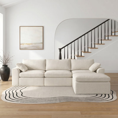 110″ L-Shaped Sectional Sofa, 4-Piece Modular Boneless Chenille Couch Set with Pillows, No Assembly Required