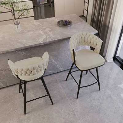 Ensemble de tabourets de bar 26 po en lin tissé avec tabourets de bar 26 po