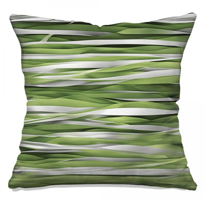 Green White Waves Double Sided Throw Pillows