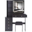 Ensemble de meuble-lavabo de 37 po avec commode de chevet gauche de taille moyenne + commode avec tabouret coussiné, 2 prises CA + 2 USB, support pour sèche-cheveux, grand miroir coulissant à commande tactile, interrupteur 3 couleurs, certificat EPA, GCC, UL