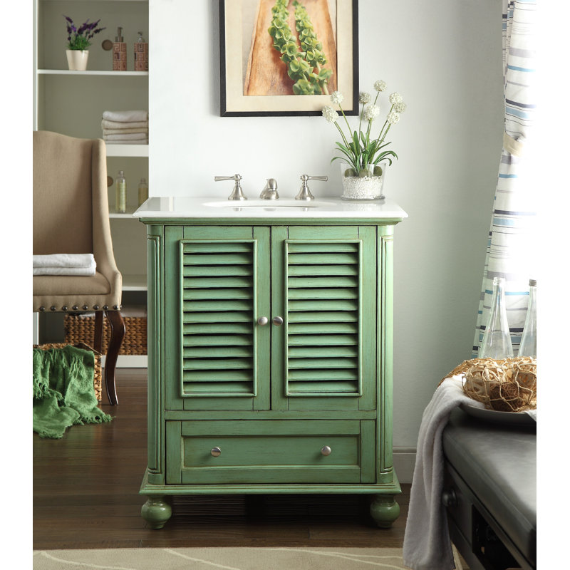 Meuble-lavabo simple 30 po Falite, Vert vieilli