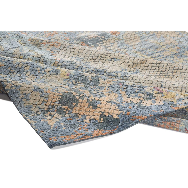 Foundry Abstract Area Rug in Blue/Gray/Taupe, Rectangle 8' x 10'