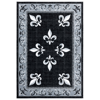 Goines Border Black Area Rug