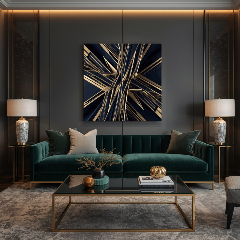 «Geometric Abstraction 46», art mural sur toile grise, H 16 po x l 16 po