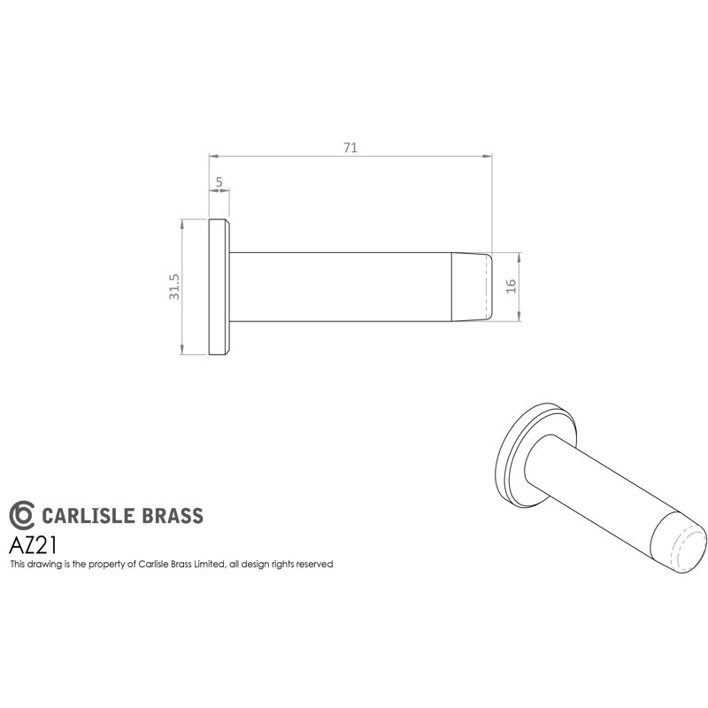 Suzette Brass Baseboard Door Stop, Satin Chrome