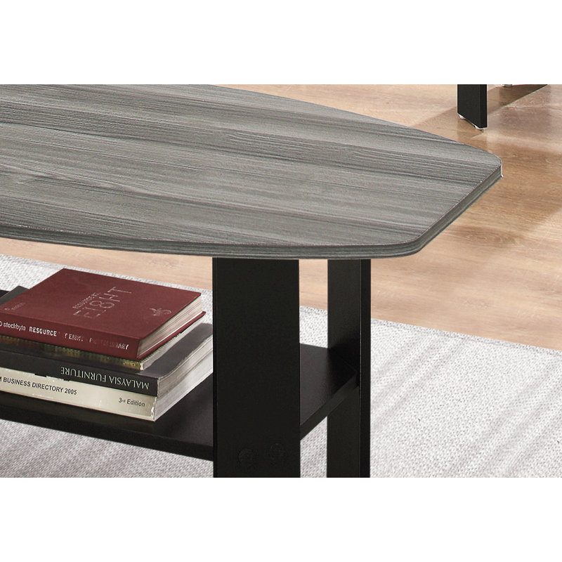 Ensemble de table, ensemble 3 pièces, café, bout, côté, décor, salon, stratifié noir et gris, transitionnel