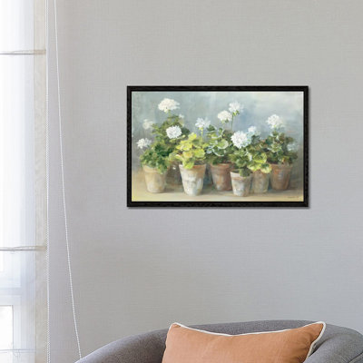 White Geraniums 1 Piece Painting on Canvas