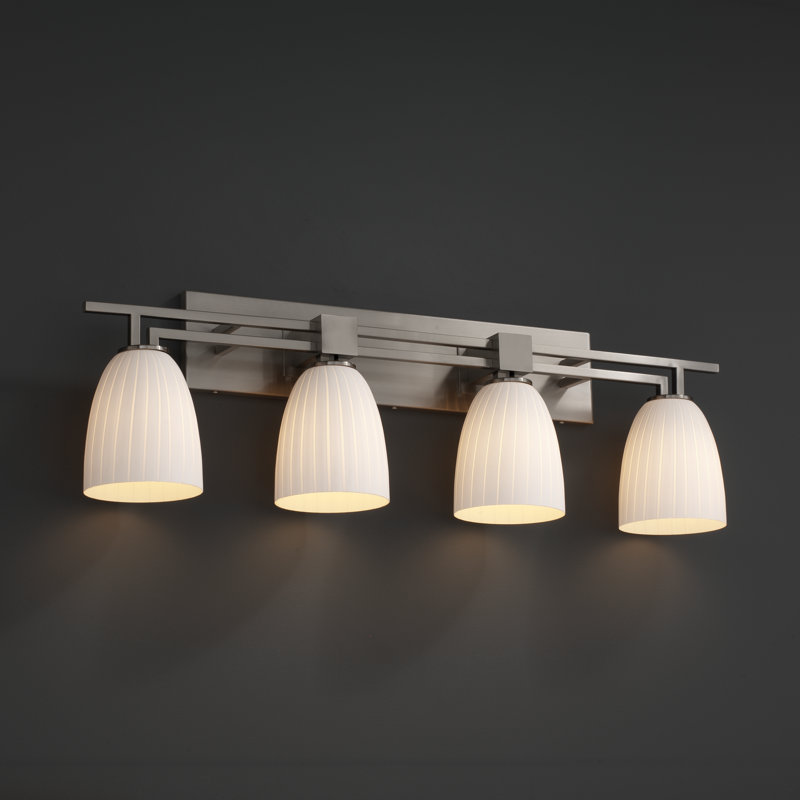 Éclairage pour meuble-lavabo 4 lumières Carolos, Tissage, Nickel brossé