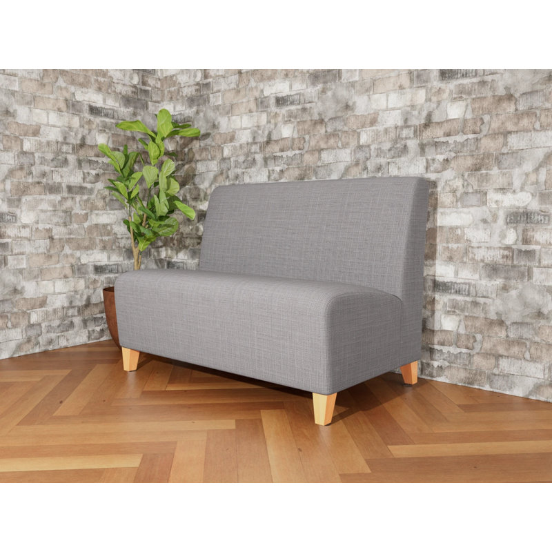 Causeuse sans accoudoirs Ravenna, Gris chambray, Bois naturel