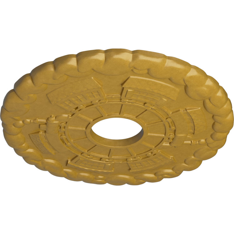 Médaillon de plafond Endurathane Katheryn, DE 18 1/8 po x P 1 1/4 po, fini craquelé vert athénien peint à la main