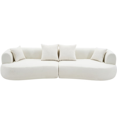 Modern Curved Sofa Sectional,122''  Arc 4-Seater Foam Couch Compressed In-A-Box, Boneless Cloud Couch With Extra-Deep-Wide Seats In Comfortable