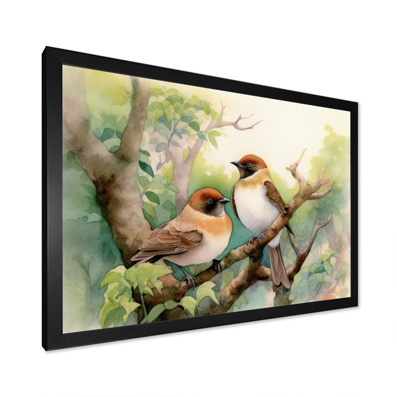 Oiseaux du printemps II, reproduction d'art sur toile, H 24 po x l 32 po x P 1 po, Cadre simple noir
