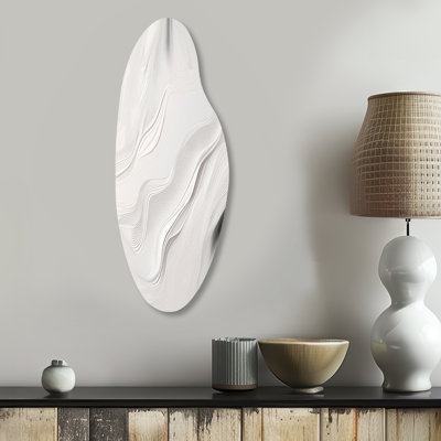 Dachia - Marble Asymmetrical Metal Wall Art, White Curved Metal Art Print