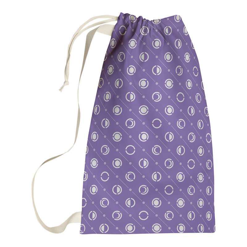 Skeffingt Fabric Laundry Bag with Handles, 29" H x 18" W x 1.5" D, Purple/White