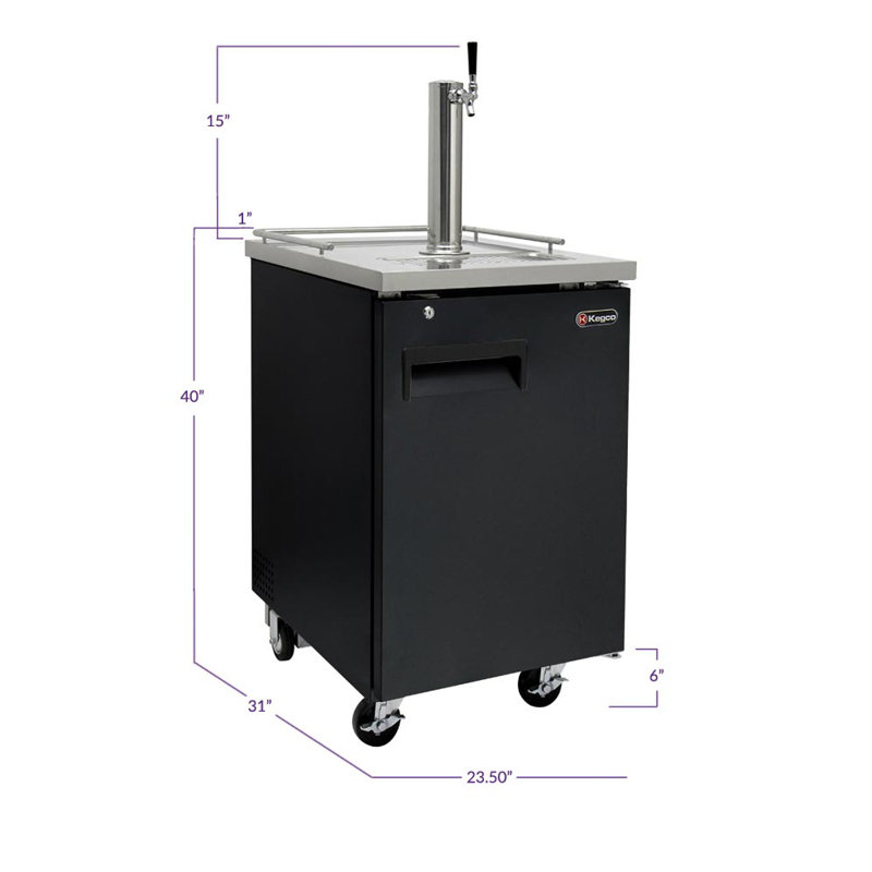 Kegco 8.2 cu. ft. Black Single Tap Half Barrel (Full Size) and Mini Keg Freestanding Kegerator with Door Lock and Adjustable Temperature for Commercial Use