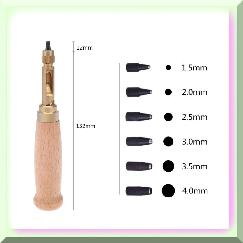 Adjustable Leather and Paper Hole Punch Tool 6 Tips
