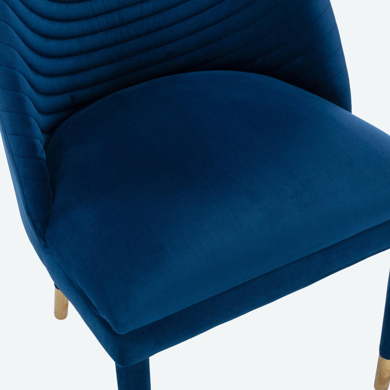 Chaise d'appoint en velours Zacaras, Velours bleu marine