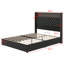 Lit plateforme avec tête de lit haute capitonnée, décoration de rivet, veilleuse, charge USB et tablette de tête de lit-1260504325-1260504323