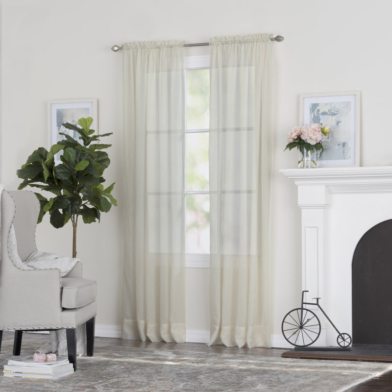 Girdhari 100% Polyester Crushed Voile Sheer Curtain Panel with Rod Pocket Top, 51" W x 63" L, Gray