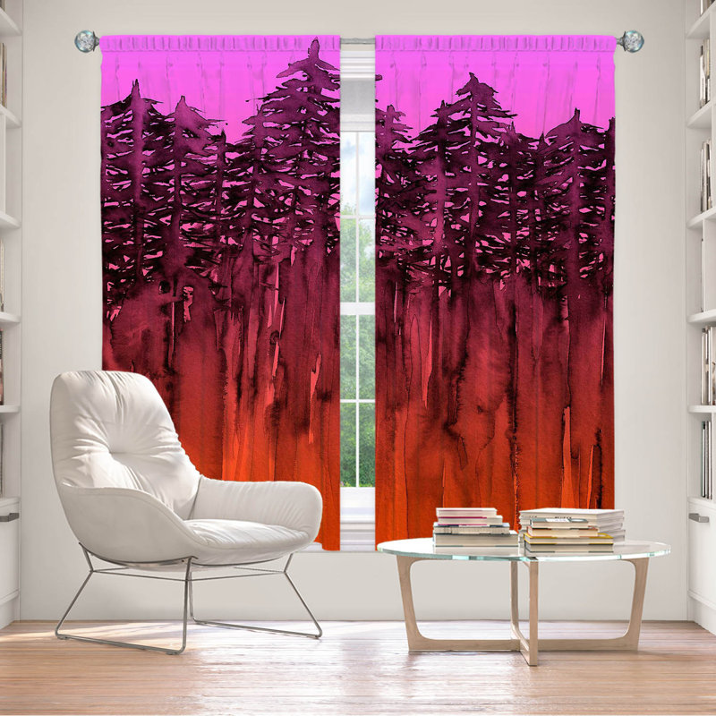 Room Darkening Curtain Pair, 40" W x 82" L, Neon Orange/Pink