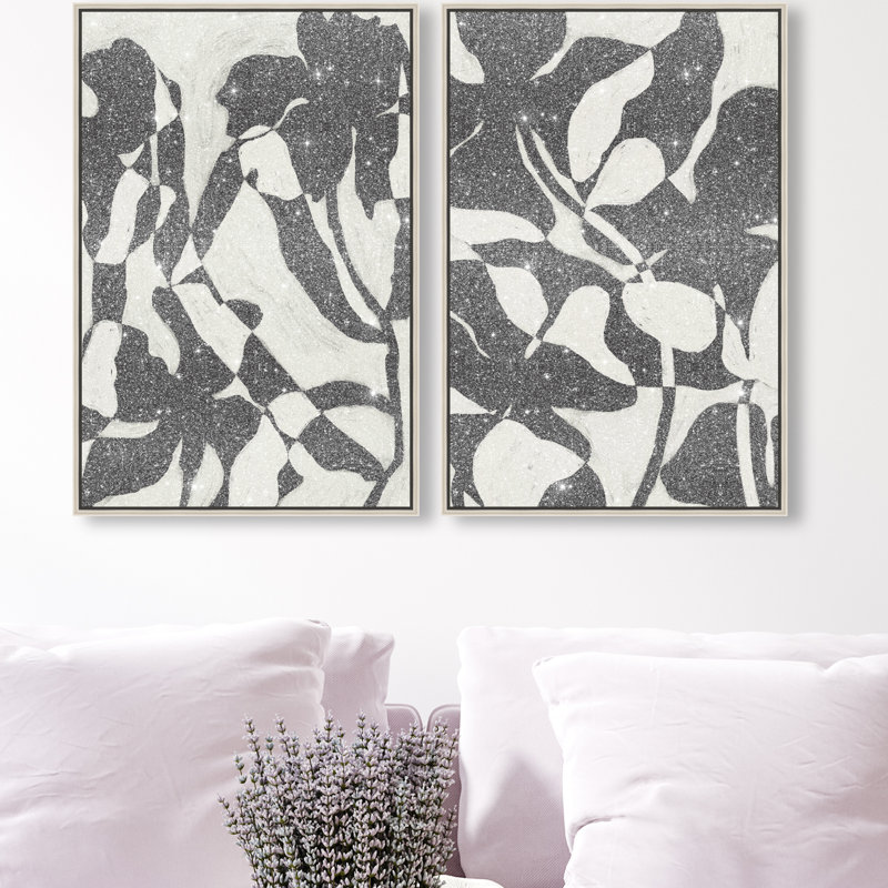 Contrast Nature Set Canvas Abstract Print by Oliver Gal, Black Frame, 10 x 15, 62"H x 42"W, Silver Floater Frame