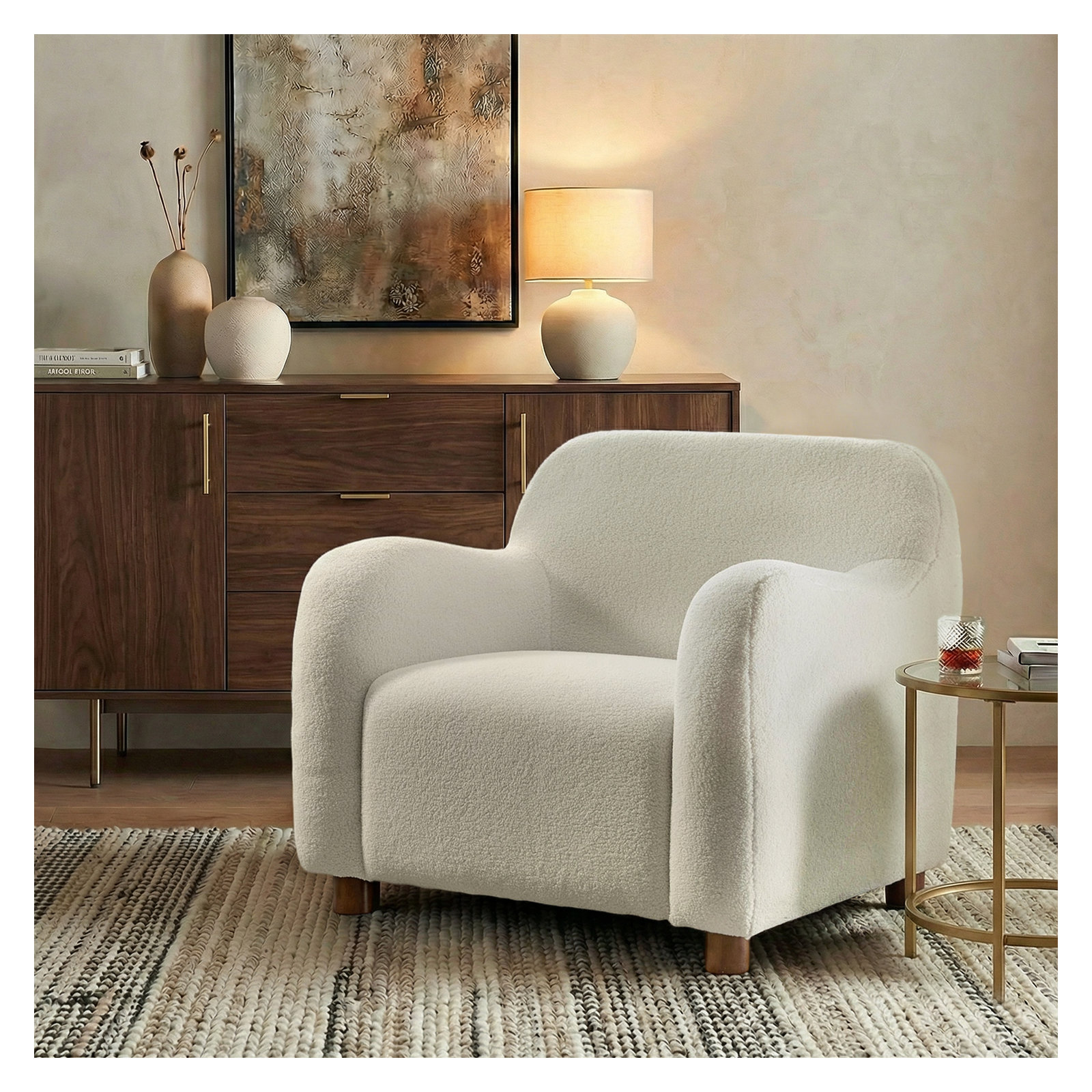 Berken Boucle Armchair, Ivory