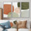 Minimalisme orange avec formes simples de vert - ensemble de petits reproductions d'art mural minimalisme