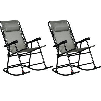 Chaise berçante 2 pièces, pliable pour un rangement facile - extérieur gris 2. Portable, confortable, patio, terrasse. To Weather, structure en acier