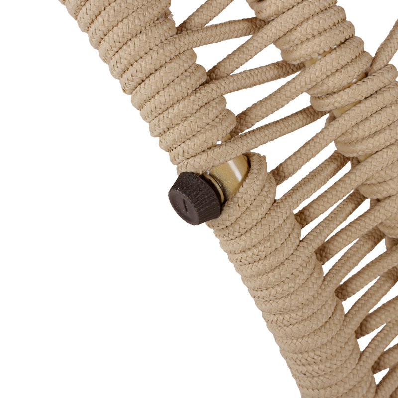 Anika Modern Coastal  Weather-Resistant  Round Acacia Wood Side Table with Woven Rope Base, Natural Top/Light Beige Base