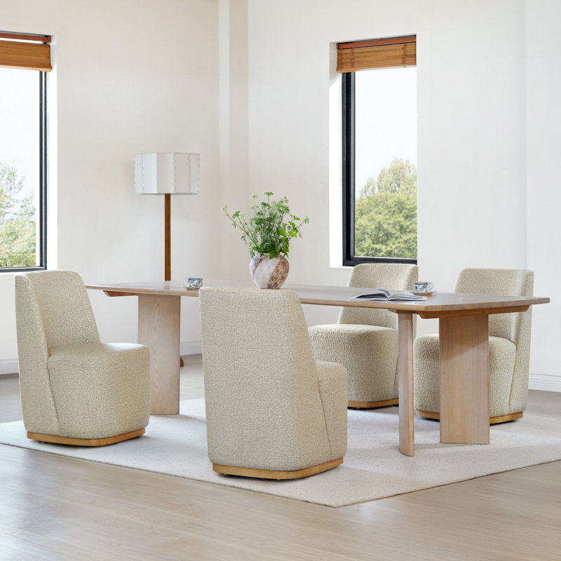 Chaises de salle à manger rembourrées Geelt, Polyester avoine