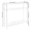 Console en acrylique, table d'entrée étroite étroite avec tablettes de rangement