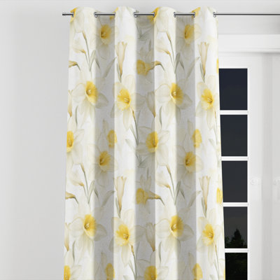 Floral Blackout Curtains - French Country Soft Daffodils Grommet Curtain - 1 Panel
