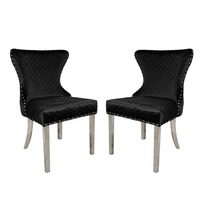 Set Of 2 Upholstered Dining Chairs With Square Legs 