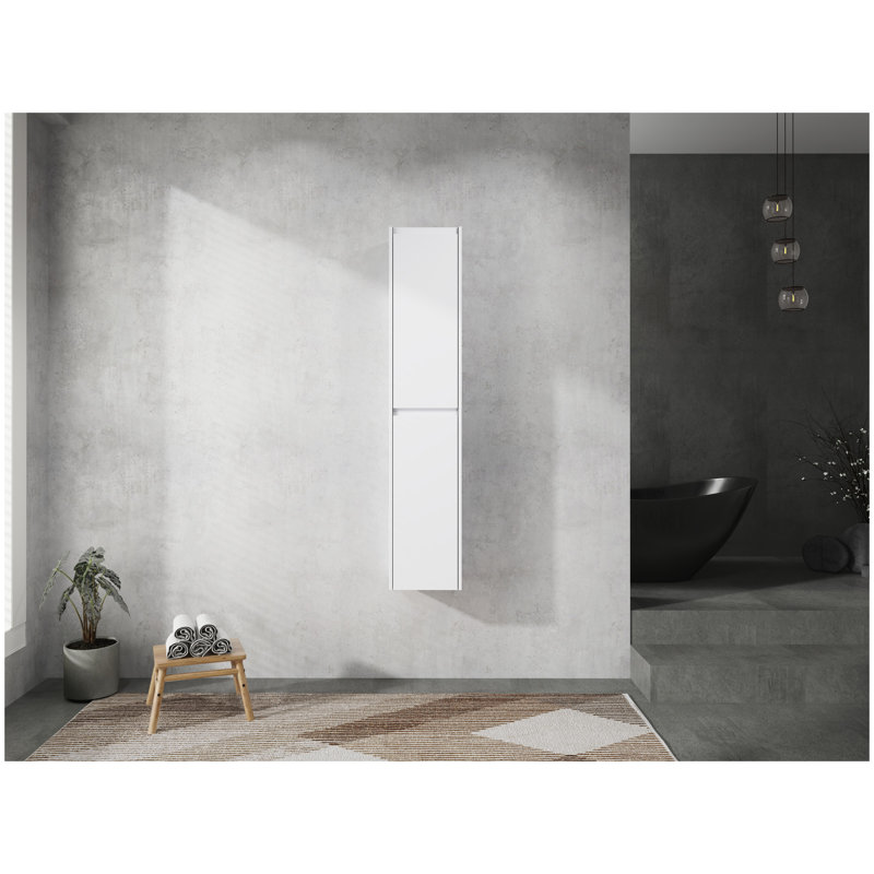 Armoire latérale de salle de bain 12 po, 2 portes à fermeture douce, conception à fixation flottante