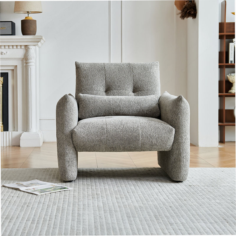 Chaise d'appoint moderne capitonnée, canapé simple rembourré en velours Raindrop avec coussin lombaire pour espaces intérieurs polyvalents
